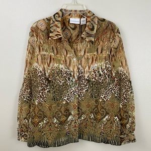 Alfred Dunner Animal Print Button Down Top